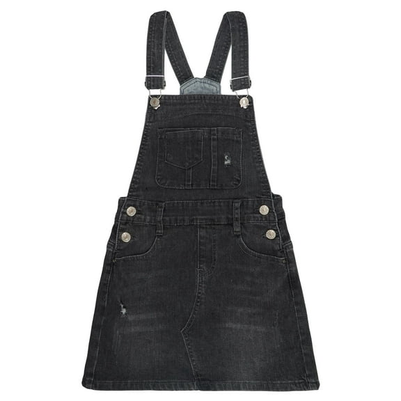 KIDSCOOL SPACE Baby Little Girls Skirt,Ripped Soft Strechy Denim Girls Summer Overalls Dress,Black,9-10 Years