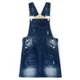 thumbnail image 1 of KIDSCOOL SPACE Baby Little Girls Skirt,Ripped Soft Strechy Denim Girls Summer Overalls Dress,Deep Blue,12-18 Months, 1 of 7