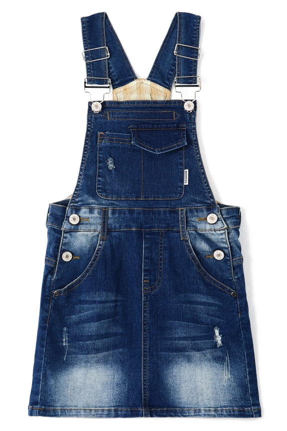 Baby Little Girls Skirt,Ripped Soft Strechy Denim Girls Summer Overalls Dress,Deep Blue,12-18 Months