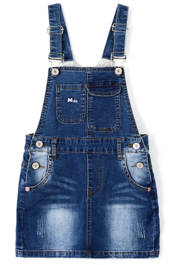 Baby Little Girls Skirt,Ripped Soft Strechy Denim Girls Summer Overalls Dress,Deep Blue,2-3 Years