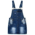 thumbnail image 1 of KIDSCOOL SPACE Baby Little Girls Skirt,Ripped Soft Strechy Denim Girls Summer Overalls Dress,Deep Blue,5-6 Years, 1 of 6