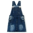 thumbnail image 1 of KIDSCOOL SPACE Baby Little Girls Skirt,Ripped Soft Strechy Denim Girls Summer Overalls Dress,Deep Blue,8-9 Years, 1 of 7