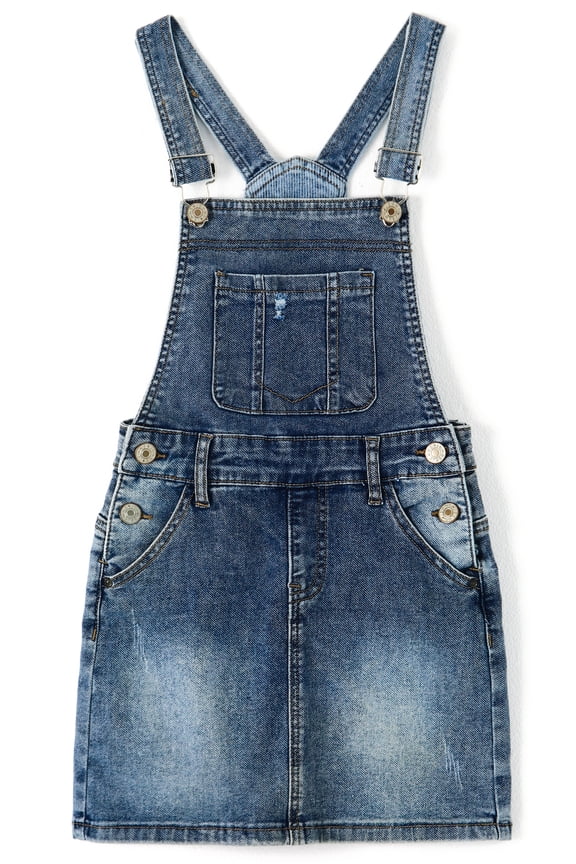 Baby Little Girls Skirt,Ripped Soft Strechy Denim Girls Summer Overalls Dress,Deep Blue,9-10 Years