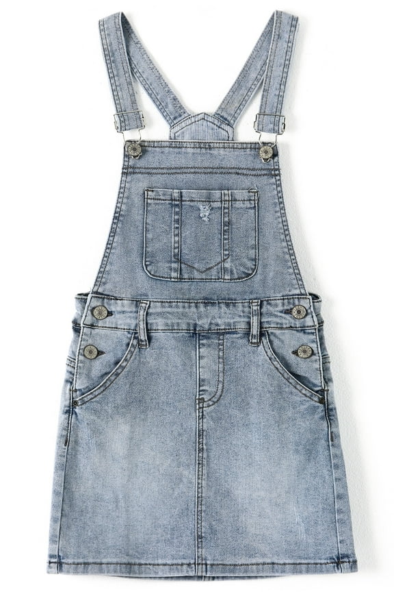 Baby Little Girls Skirt,Ripped Soft Strechy Denim Girls Summer Overalls Dress,Light Blue,3-4 Years