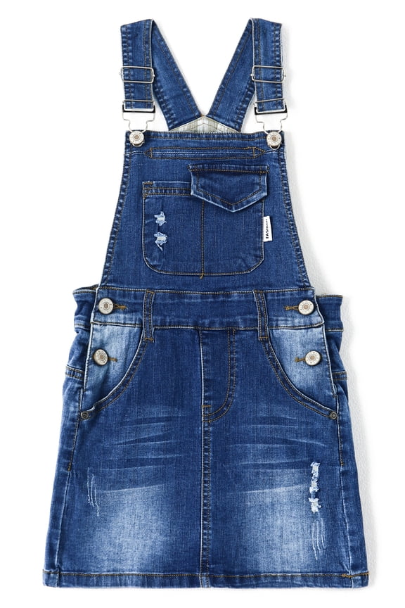 Baby Little Girls Skirt,Ripped Soft Strechy Denim Girls Summer Overalls Dress,Light Blue,6-7 Years