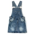 thumbnail image 1 of KIDSCOOL SPACE Baby Little Girls Skirt,Ripped Soft Strechy Denim Girls Summer Overalls Dress,Light Blue,6-7 Years, 1 of 8