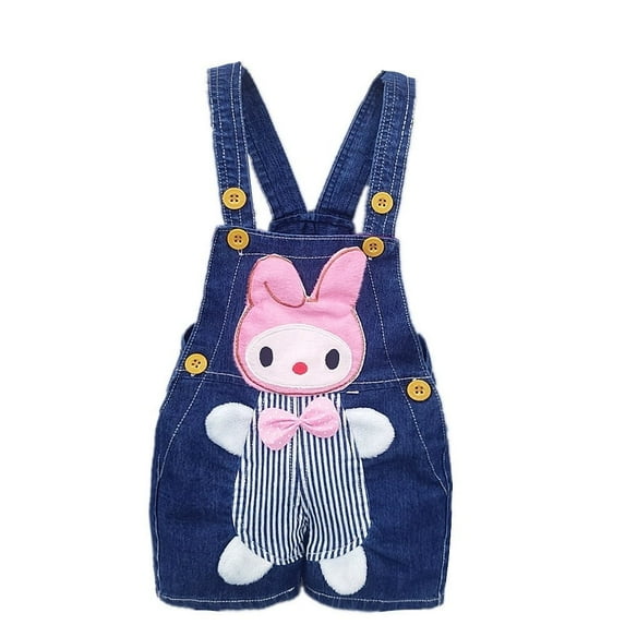 KIDSCOOL SPACE Baby Summer Cotton Denim 3D Rabbit Soft Shorts Overalls