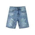 thumbnail image 1 of KIDSCOOL SPACE Big Boys Denim Shorts,Elastic Waistband Inside Ripped Soft Jean Summer Wear, Light Blue, 12 Years, 1 of 5