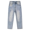 thumbnail image 1 of KIDSCOOL SPACE Big Boys Jeans,Elastic Band Inside Ripped Straight Line Denim Pants,Light Blue,9-10 Years, 1 of 6