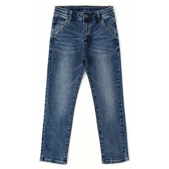 KIDSCOOL SPACE Big Boys Jeans,Elastic Band Inside Simple Design Denim Pants,Light Blue,9-10 Years