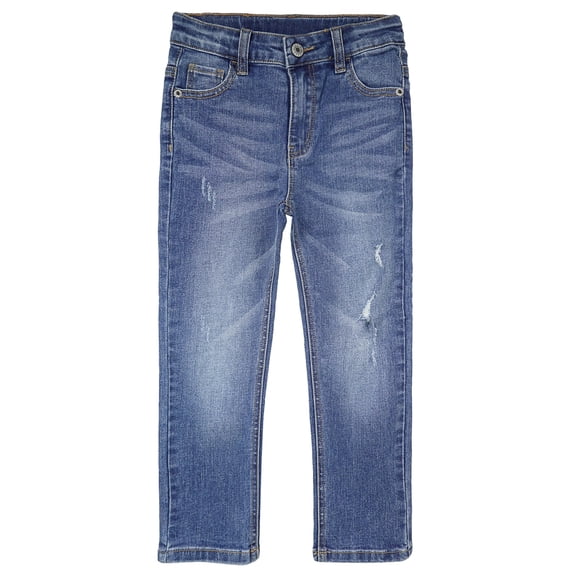 KIDSCOOL SPACE Big Boys Jeans,Kids Elastic Band Inside Ripped Holes Denim Pants,Light Blue,7-8 Years
