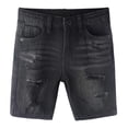 thumbnail image 1 of KIDSCOOL SPACE Big Child Denim Shorts,Elastic WaistBand Inside Ripped Holes Summer Short Jeans, Black, 13-14 Years, 1 of 6