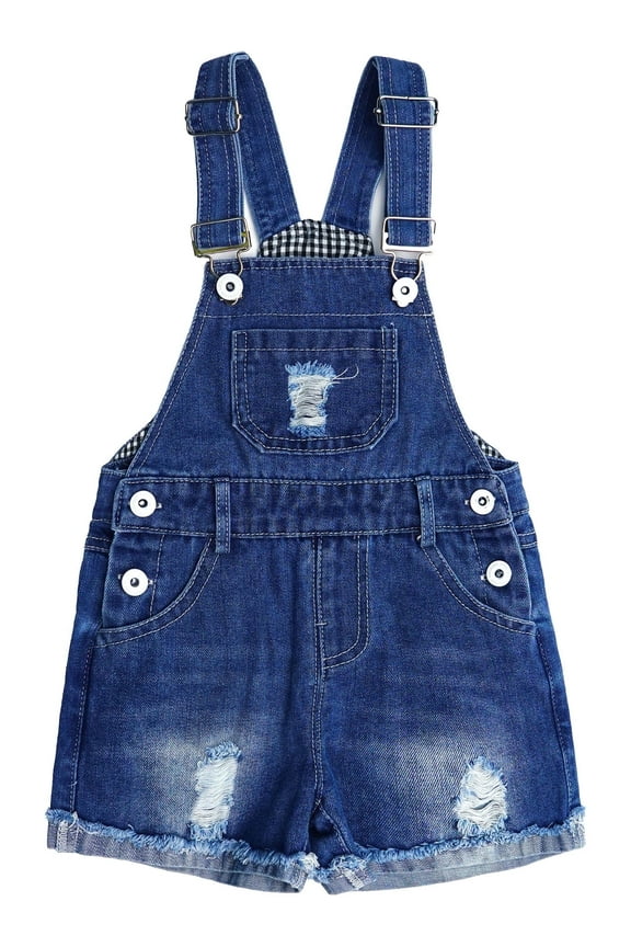 Big Girls Boys Denim Shots,Ripped Raw Edge Hem Soft Jeans Summer Shortalls,Blue,9-10 Years