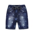 thumbnail image 1 of KIDSCOOL SPACE Big Girls Boys Jeans Shorts,Allover Star Printed Stretchy Cute Summer Denim Pants,Blue,13-14 Years, 1 of 6