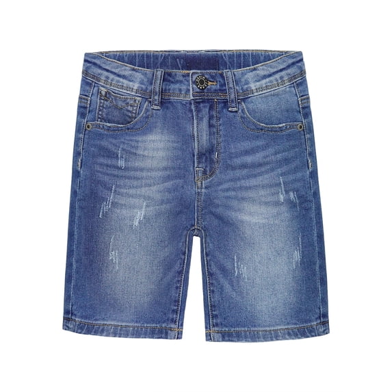 KIDSCOOL SPACE Big Girls Boys Jeans Shorts,Ripped Stretchy Simple Design Cute Summer Denim Pants,Blue,9-10 Years