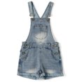 thumbnail image 1 of KIDSCOOL SPACE Big Girls Denim Shortalls, Stone Washed Soft Jeans Summer Shorts,Light Blue,13-14 Years, 1 of 7