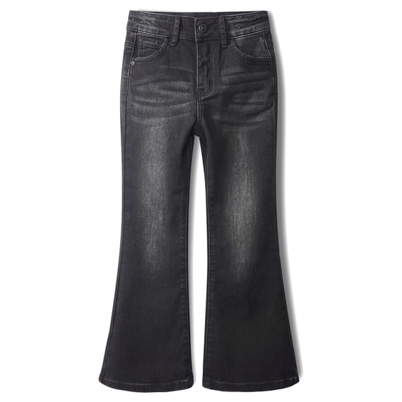 KIDSCOOL SPACE Big Girls Jeans, 18M-14T Wide Size Range Bell-Bottomed Micro Flared Stretchy Denim Pants,Black,7-8 Years