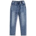 thumbnail image 1 of KIDSCOOL Big Girls Elastic Waist Denim Pants Classic Straight Leg Jeans,Light Blue,13-14 Years, 1 of 7