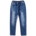 thumbnail image 1 of KIDSCOOL SPACE Big Girls and Boys Jeans, 5-14T Simple Design Ribbed Waist Denim Pants,Mid Blue,8-9 Years, 1 of 6