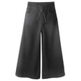 thumbnail image 1 of KIDSCOOL Girls Wide Leg Jeans 5-14T Elastic Drawstring Waist Denim Pants,Black,7-8 Years, 1 of 8