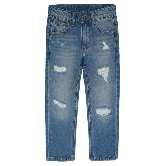 KIDSCOOL SPACE Big Girls Jeans,Elastic Band Inside Ripped Holes Denim Pants,Blue,9-10 Years