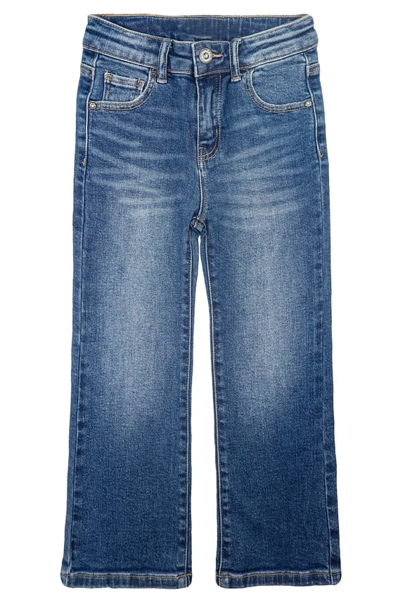 Big Girls Jeans,Elastic Band Inside Stretchy Micro Flared Boot Cut Denim Pants,Mid Blue,9-10 Years