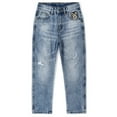 thumbnail image 1 of KIDSCOOL SPACE Big Girls Jeans,Elastic Waistband Inside Ripped Holes Soft Denim Pants,Light Blue,14, 1 of 6