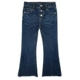 thumbnail image 1 of KIDSCOOL SPACE Big Girls Jeans,Raw Edge 3 Buttons Stretchy Bell-bottom Denim Pants,Blue,8-9 Years, 1 of 5