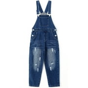 KIDSCOOL SPACE Boy Girl Cute Overalls,Fashion Washed Denim Jumpsuit,Blue,18-24 Months
