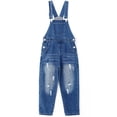 thumbnail image 1 of KIDSCOOL Kids Denim Overalls Unisex Little Girls Boys Ripped Jeans Jumpsuit,Blue,4-5 Years, 1 of 8