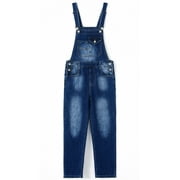 KIDSCOOL SPACE Boy Girl Overall, Large Pockets Soft Washed denim Jumpsuit,Blue,9-10 Years