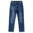 thumbnail image 1 of KIDSCOOL SPACE Boy Jeans,Big Kid Ripped Elastic Band Inside Slim Fit Denim Jeans Pants,Blue,7-8 Years, 1 of 6