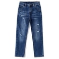 thumbnail image 1 of KIDSCOOL SPACE Boy Jeans,Big Kid Ripped Elastic Band Inside Slim Fit Denim Jeans Pants,Blue,7-8 Years, 1 of 6