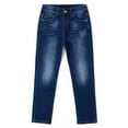 thumbnail image 1 of KIDSCOOL SPACE Boy Jeans,Little Kid Elastic Band Inside Straight Slim Fit Denim Jeans Pants,Blue,6-7 Years, 1 of 7