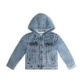 thumbnail image 1 of KIDSCOOL SPACE Boys Denim Jacket,Little Big Kids Simple Design Hooded Jean Coat,Light Blue,11-12 Years, 1 of 6