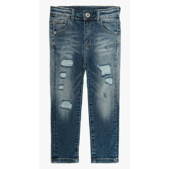 KIDSCOOL SPACE Boys Jeans,Elastic Band Inside Ripped Soft Strechy Denim Pants,8-9 Years