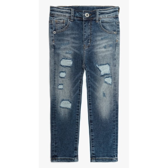 KIDSCOOL SPACE Boys Jeans,Elastic Band Inside Ripped Soft Strechy Denim Pants,8-9 Years