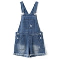 thumbnail image 1 of KIDSCOOL Girls Shorts Jeans Overall Summer Denim Jumpsuit Ripped Shortalls,9-10 Years, 1 of 8