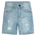 thumbnail image 1 of KIDSCOOL SPACE Boys Summer Denim Shorts, Ripped Soft Elastic Band Inside Half Jean Pants,3-4 Years, 1 of 6