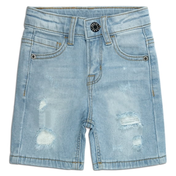 KIDSCOOL SPACE Boys Summer Denim Shorts, Ripped Soft Elastic Band Inside Half Jean Pants,3-4 Years