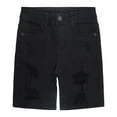 thumbnail image 1 of KIDSCOOL SPACE Boys Summer Denim Shorts, Ripped Soft Elastic Band Inside Half Jean Pants,Black,8-9 Years, 1 of 5