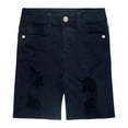 thumbnail image 1 of KIDSCOOL SPACE Boys Summer Denim Shorts, Ripped Soft Elastic Band Inside Half Jean Pants,Deep Blue,5-6 Years, 1 of 5