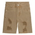 thumbnail image 1 of KIDSCOOL SPACE Boys Summer Denim Shorts, Ripped Soft Elastic Band Inside Half Jean Pants,Khaki,5-6 Years, 1 of 5