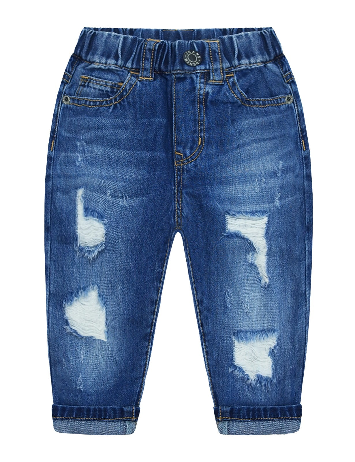 KIDSCOOL SPACE Jeans pour bébé fille garçon, bande élastique pour petit