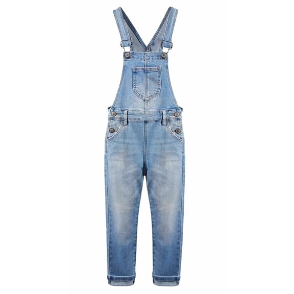 KIDSCOOL SPACE Girl's Ripped Jean with Pockets Overall, Size 8–9 Years