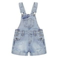 thumbnail image 1 of KIDSCOOL SPACE Girls Boys Jeans Shorts,Ripped Adjustable Straps Summer Denim Shortalls,Light Blue,3-4 Years, 1 of 6