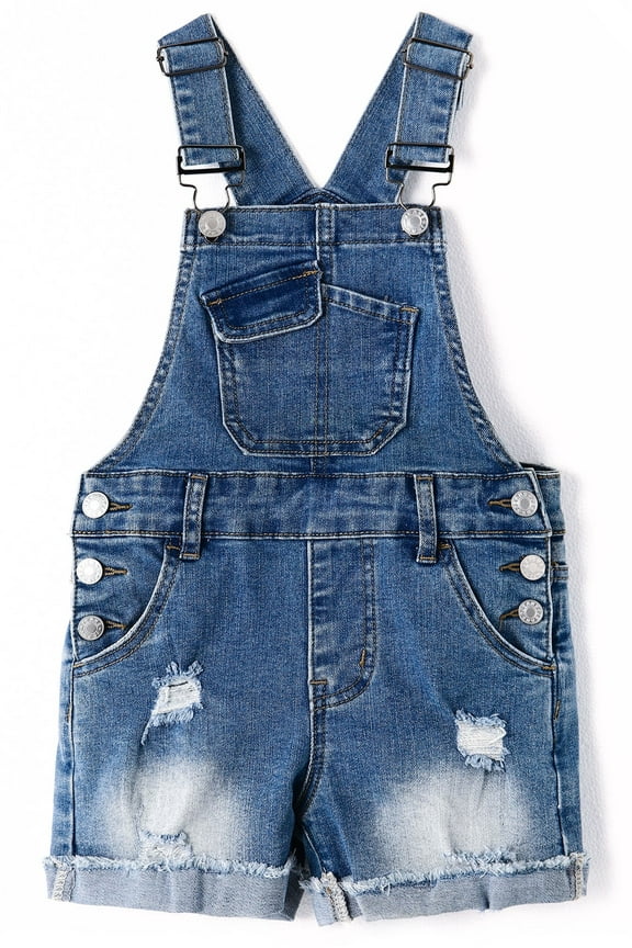Girls Denim Overall Shorts,Little Big Boys Jean Overalls,Blue,7-8 Years