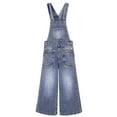 thumbnail image 1 of KIDSCOOL SPACE Girls Denim Overalls,Big Exposed External Pockets Jean Dungarees Pants,Light Blue,9-10 Years, 1 of 8
