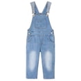 thumbnail image 1 of KIDSCOOL SPACE Girls Denim Overalls, Elastic Waistband Inside Washed Stretchy Jeans Jumpsuit,Light Blue,6-12 Months, 1 of 7