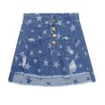 thumbnail image 1 of KIDSCOOL SPACE Girls Denim Skirt,Ripped Soft Raw Edge Star Printed Summer Short Jeans Dress,Blue,9-10 Years, 1 of 5
